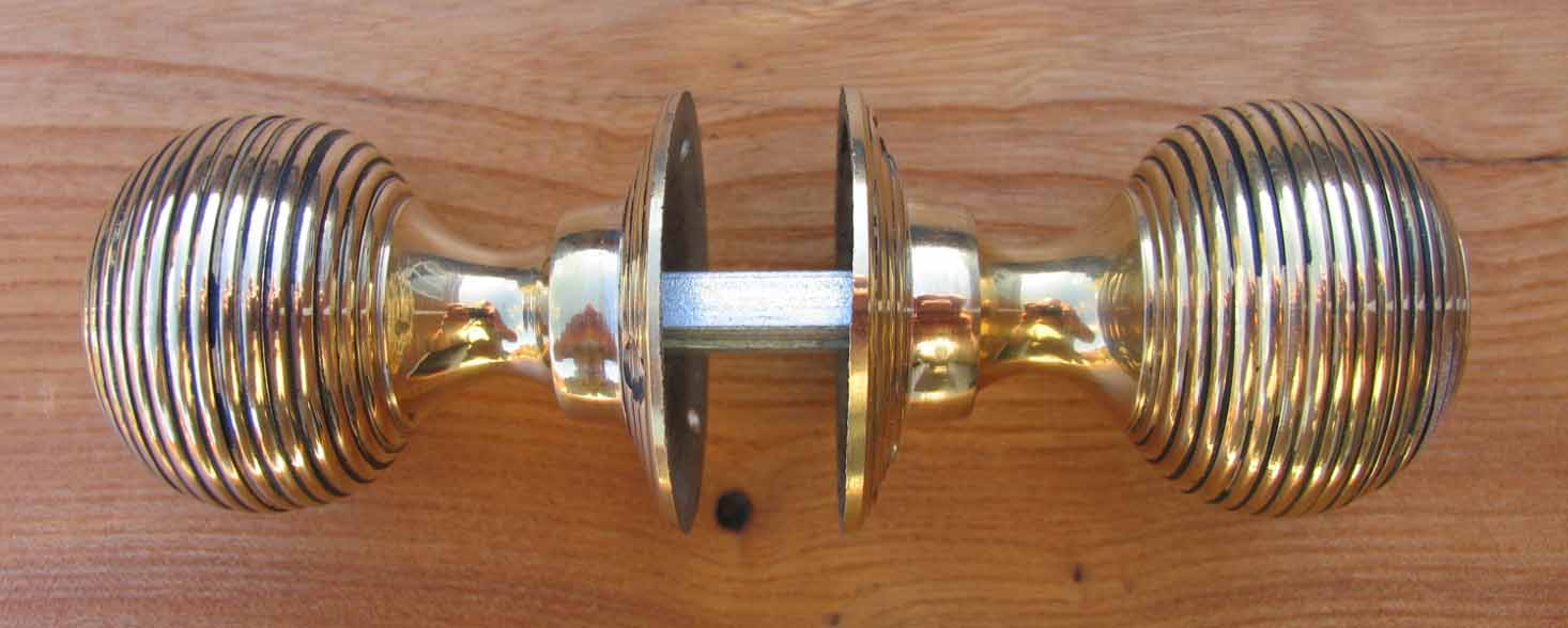 3x Pairs Brass Beehive handles Victorian Antique reeded beehive door Knob 