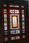 Pitch pine Victorian stained glass door