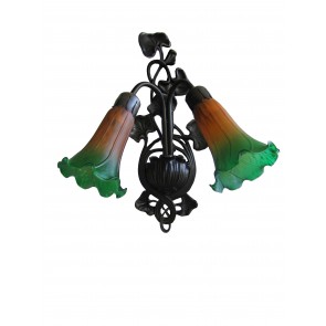 WB024-AMB/GRN     2 Light Lily Wall light Complete with Amber-Green Glass