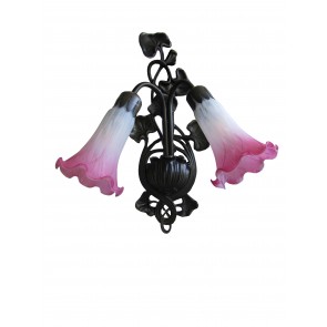 WB024-WHITE/PINK     2 Light Lily Wall light Complete with White/Pink Glass