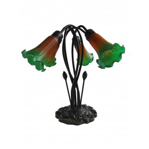 LILY5T AM/GRN      5 Light Lily Table Lamp Complete with Glass