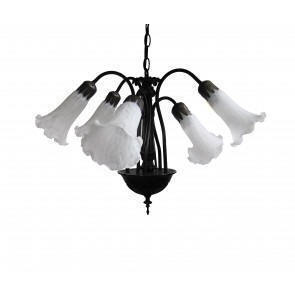 LILY5P-WHITE       5 Light Lily Pendant Fitting complete with Whtie glass