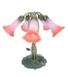 LILY5T White/Pink       5 Light Lily Table Lamp Complete with Glass