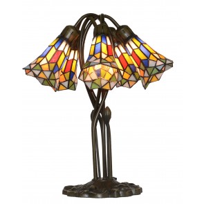 PMLILY5T-HARL - 5 Lgt Stained Glass Harlequin Lily Table Lamp