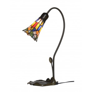 PML019SG-Harl - 1 Light  Stained Glass Harlequin Lily Table Lamp